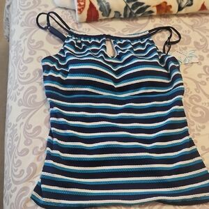 Beach DIVA tankini Navy blue white and turquoise size 16 Soft Feel NWT 48$